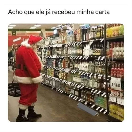 Meme do papai Noel no super mercado