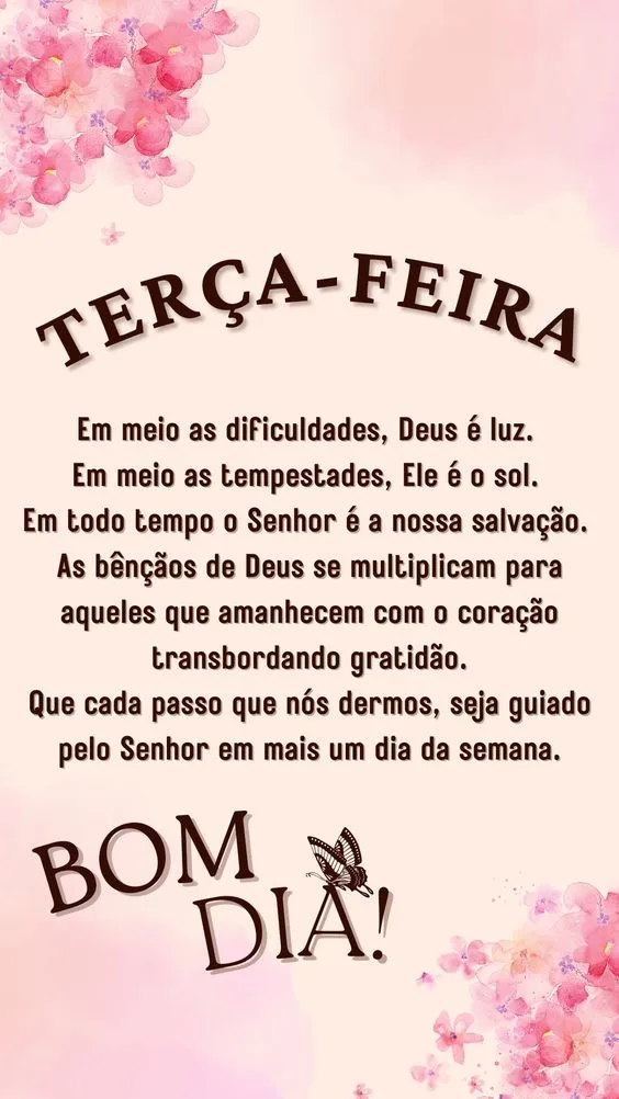 Terça-feira bom dia guiado pelo Senhor