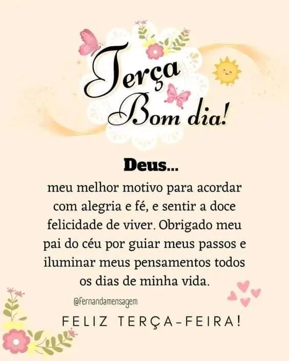 Terça-feira bom dia com alegria e fé