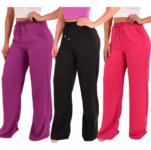 Calças pantalona com variedades de cores