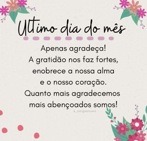 Último dia do mês apenas agradeço