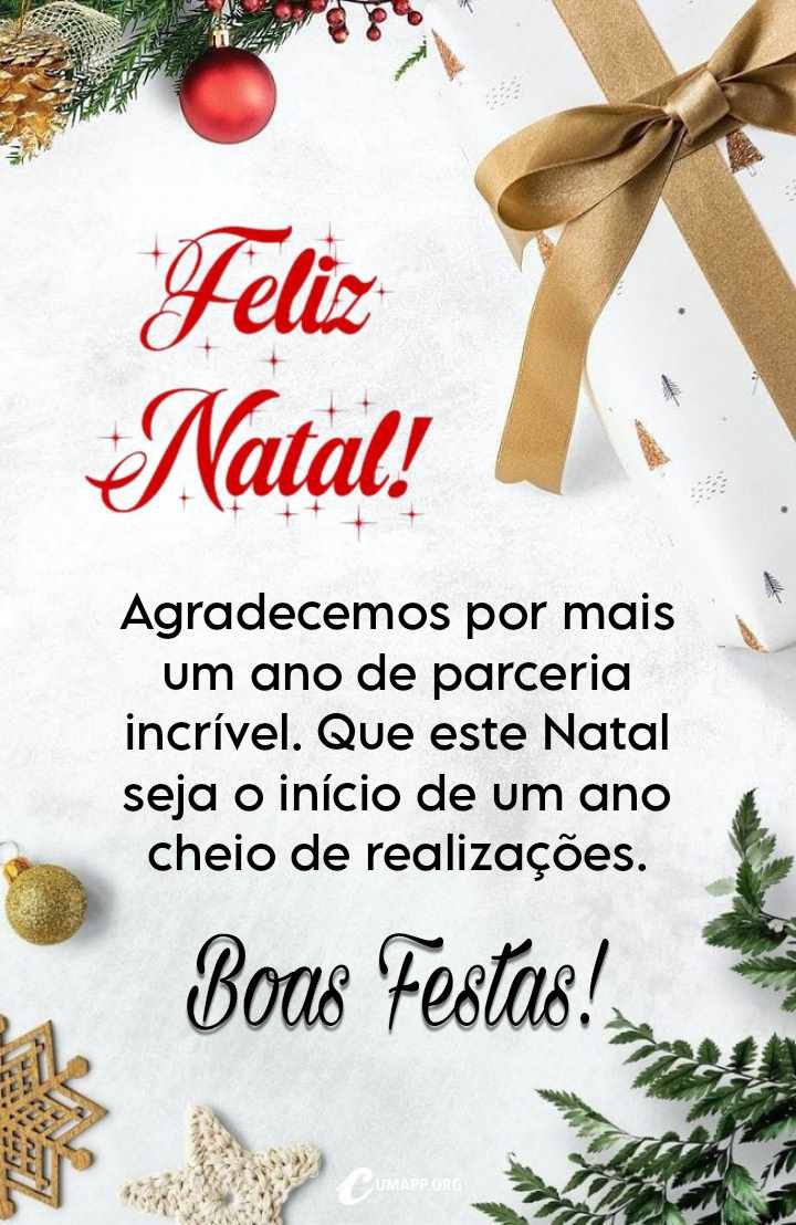 Agradecemos por mais um ano de parceria incrível. Que este natal seja o início de um ano cheio de realizações.